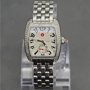 Michele Silver and Black Diamond Watch